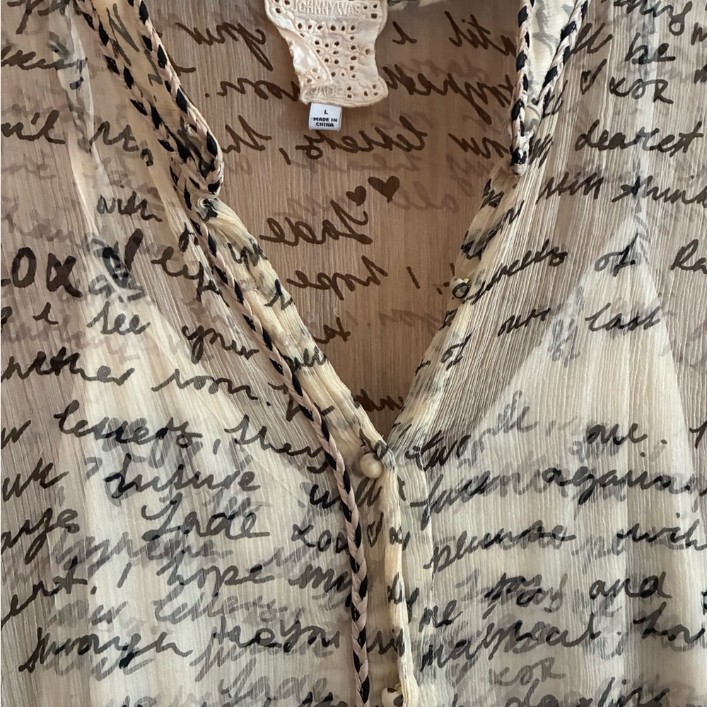 Johnny Was Cream Script Blouse - image 2